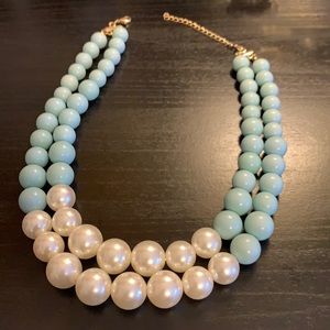 Mint green/blue and white necklace